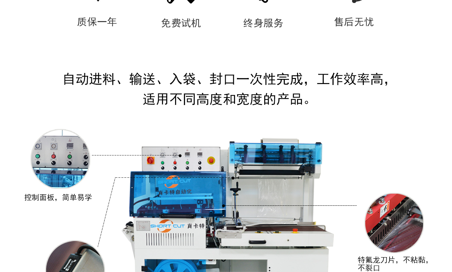 全自動(dòng)封切熱收縮包裝機(jī)細(xì)節(jié)圖